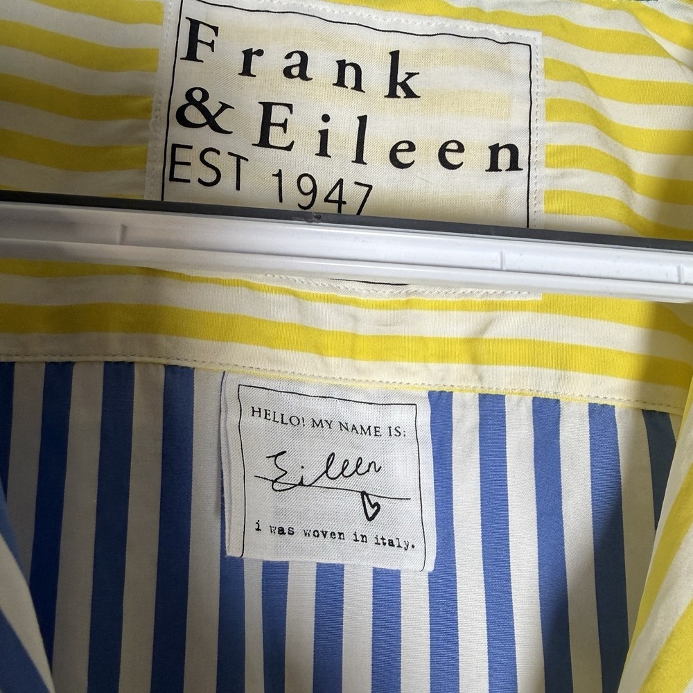Frank And Eileen Color Block Striped Button Up Long Sleeve Multicolor L Italy - Picture 2 of 9